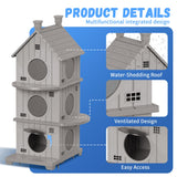 DRATO Indoor & Outdoor Cat House - Durable Resin Construction, Waterproof and Ventilated Design for Multi-Cat Households,Overall(Gray)