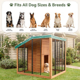 Aoxun 7' x 5' Large Outdoor Cedar Wood Dog House, Weatherproof Dog Kennel with Roof, Rear Door, Secure Lock & Built-in Storage for Medium to Large Dogs
