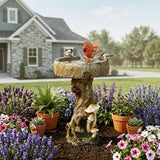 Hamiedun Bird Baths for Outdoor - 24.8" Tall Pedestal Resin fiber, Woodland Tree Trunk Decoration Yard Statue，Pedestal Birdbaths for Outdoors, Garden, Patio, Lawn, Backyard (24.8''H)