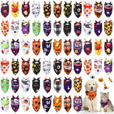 60 Pcs Halloween Dog Bandanas Bulk Holiday Dog Bandanas Adjustable Dog Bibs Triangle Dog Scarf Holiday Pet Costume for Small to Large Pet Dog