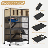 Fragess Metal Large Guinea Pig Cages 5 Levels, 50.0" H Rolling Ferret Cage with Removable Ramps & Double Door, Cage with Locker, Squirrel Cage Christmas Decoration Pet Crate Furniture