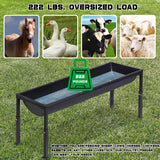 Large Water Troughs for Livestock with 3-Level Adjustable Height Stand - 2 Pack Horse Duty Watering & Feeding Trough Portable Farm Animal Feeder Floor Standing Goat Waterer Bucket