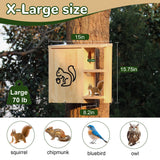 Widened Large Wooden Squirrel House Outdoor with External Platform & Porch, Squirrel Nesting Box, Squirrel Boxes for Outside, Chipmunk Houses, Easy Assembly