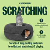 Peekaboo Cat Cave Donut for Multiple & Large Cats up to 30-45 lbs, 3-in-1 Self Warming Cat Bed, Tunnel & Scratcher for Indoor Cats, Washable & Detachable Small Dog Bed (Dark Gray, Large)