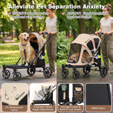 Dog Stroller for Medium Dogs 88lbs with Ramp for Easy Access Foldable Khaki