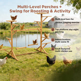 SHIYISHOPPIN Large Chicken Roosting Bars with 2 Swings, Wooden Chicken Perch for Coop, Let Chickens Run, Play & Stay Healthy, Ideal for Backyard Coops & Farms, Fits 8-12 Chickens