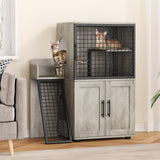 GAOMON Litter Box Enclosure With Platform, Double Layer Hidden Furniture, Modern Villa Cabinet With Ladder, Cat Washroom Indoor, Grey