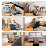 BUMUBI Large Dog Stairs – Extra Large Dog Steps for Bed, Couch & Car, 6-Step Pet Steps for Puppies & Senior Dogs, Pet Stairs with Washable Cover, Side Pockets, Non-Slip Bottom, 43.3" L x 19.7" W Grey