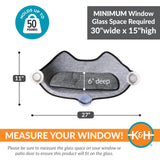 K&H Pet Products EZ Mount Kitty Face Cat Window Perch Bed, Sturdy Cat Window Hammock with Strong Suction Cups, Washable Sleeping Pad, Fits 30" W X 15" H Glass Spaces - Gray Kitty Face Design