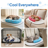 Supet Cat Cooling Mat with Soft U-Shaped Pillow - Breathable Ice Silk Cooling Pad for Cats and Small Dogs - Portable Washable Summer Pet Bed for Indoor, Crates or Travel Use,Pink
