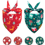 Raisingwell Christmas Dog Bandanas 2 Pack, 4 Pattern Reversible Holiday Bandana for Boy and Girl, Dog Scarf for Medium and Large Breed Dogs | Chritmas Gift | Reindeer | Santa Claus | Tree |