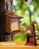 Squirrel Feeders for Outside - Squirrel Feeder with Water Bottle, Durable Outdoor Squirrel House, Chipmunk Feeder Box, Squirrel Food for Backyard Squirrels Hold Corn, Corn Cob, Peanuts