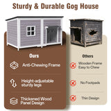 59" Outdoor Dog House with Insulated Liner, Extra Large Breed Dog Kennel, Keep Warm in Winter Outside, Easy to Install Heated Anti-Chewing Metal Frame Design for Small Medium Large Dogs