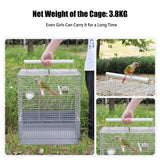 Stainless Steel Travel Bird Cage, 304 Portable Foldable Carrier for Parrots, Conures, Cockatiels, Parakeets – 17 Inch Large Birdcage with Aluminum Handle & Perch(Blue, Large Birdcage)