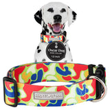 Lucky Love Dog Wide Dog Collar - Adjustable, Durable, Soft Webbing, & Comfortable 1.5 inch Wide Collar for Dogs Male and Female with Strong Buckle - Oscar, Medium