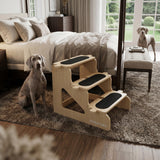 PERUGINA Wood Dog Stairs for Bed,NaturalWood Pattern,L 80lb