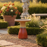Sunnydaze 21" H Ceramic Bird Bath for Outside - Hand-Painted Outdoor Bird Bath Bowl, UV/Frost-Resistant Finish - Lemon Cognac