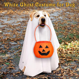 Huhumy 2 Pcs Halloween Dog Costumes with Non Woven Pumpkin Bags White Ghost Costume for Dog Cat Ghost Cosplay Clothes, Cute Party Cape for Halloween Cosplay Party (Medium)