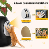 COZIWOW Copod8 Space Capsule Cat Bed with Smart Ozone Deodorization, All-Season Heated Mat, Original Replaceable Cat Scratcher, Convertible Planter Design (Black)