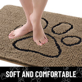 Smiry Dog Door Mat for Muddy Paws, Absorbent Dirt Trapper Non Slip Quick Dry Washable Chenille Mat for Mud Dogs, Entry Rug for Indoor and Outdoor (47x24 Inches, Camel and Black)