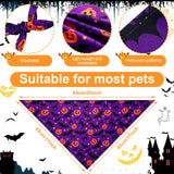 Newwiee 200 Pcs Halloween Dog Bandanas Bulk for Dogs Adjustable Triangle Bibs Scarf Halloween Pumpkin Bat Skull Ghost Spider Pet Costumes Scarf Holiday Accessories for Large Dog Puppy