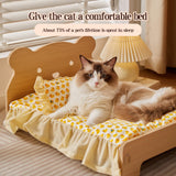 HaoCpetslian Wooden Elevated Cat Bed for Indoor Cats Easy to Assemble with Removable Mattress Pet Bed for Small Animals Small Dog Rabbits Guinea Pigs Hamsters Chinchillas etc