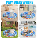 Thickened Water Mat for Cats,Big Pet Water Bed Washable Inflatable,Summer Pets Cooling Water Sensory Play Pad,Pet Playmat Cooling Mat with Inflator for Cats Dogs