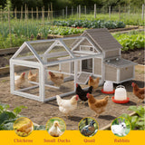 PetsCosset 83" L Large Chicken Coop and Run, Hen House with 4 Nesting Box Boxes, Rabbit Hutch Poultry Bunny Cage for 2-5 Chickens with 4 Perches, Removable Tray and Ramp