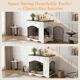 IHUESHO 43.3" Furniture Style Dog Crate with 3 Storage Drawers, Heavy Duty Wood Pet Kennel with Removable Feeder, Modern End Table Dog House with Dual Doors for Large Dogs (41-70 lbs) (Black)