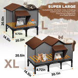 Outdoor Heated Cat House for Outside: Winter Insulated Weatherproof 30"×14"×20" Shelter with Extra Large Elevated Warm Heater and Waterproof Heating Bed for Multiple Feral Kitties Small Pets for Barn