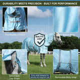 Gallopoff Summer Horse Fly Sheet with Detachable Neck & Belly Wrap, Breathable Fine Mesh Sweet Itch Protection for Stable & Pasture Turnout, Biting Defense & All-Day Comfort Shield Cyanblue 75"