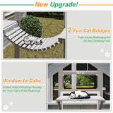 Extra Large Catio Outdoor Cat Enclosure Waterproof, Walk-in Outdoor Pet House for Multiple Cats, Catio Cat Run Cage with Bridges, Weatherproof Full Cover, 8 Platforms, 2 Resting Box