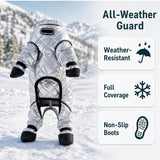 Dog Snowsuit with Attached Boots, Waterproof Winter Full Body Coat