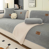 MDSASFD Sherpa Fleece Sofa Cover, Plush Sherpa Fleece Sofa Couch Covers, Funny Fuzzy Couch Covers, Sectional Non Slip Sofa Slipcover Furniture Protector for Pets, Light Grey(36"x 47"), Only 1 Pcs