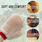 Gracefur Ultra-Soft Sheepskin Grooming Mitts for Horses – 2-in-1 Lambswool Applicator Wipe Mitt for Tack, Saddle & Boot Cleaning, Leather Care – Perfect Washing Gloves for Sensitive Horses(Pink)