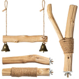 Pecirvoli Natural Solid Wood Bird Perch and Swing - Durable Toys for Parakeets, Parrots & Birds - Safe cage Accessories with High Hardness Texture
