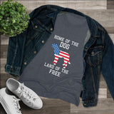 Women’s Patriotic Dog T-Shirt – American Flag Dog Graphic Tee