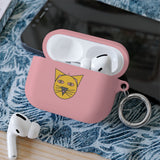 Cat Face AirPods Case — Cute Yellow Cat Keyring Cover for AirPods & AirPods Pro