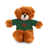 Plush Bear with Paw-Print Tee — Cute Gift for Kids & Pet Lovers