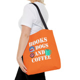 Books, Dogs, and Coffee Tote Bag - Fun Canvas Bag for Book Lovers and Dog Owners