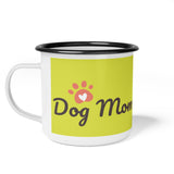 Dog Mom Enamel Camp Cup — Cute Paw Print Camping Mug for Pet Lovers