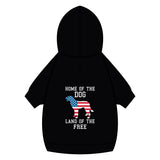 Patriotic Dog Hoodie — “Home of the Dog, Land of the Free”
