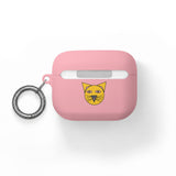 Cat Face AirPods Case — Cute Yellow Cat Keyring Cover for AirPods & AirPods Pro