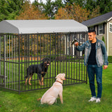8x4x6 ft Heavy-Duty Outdoor Dog Kennel with Lockable Roof & Cover - All-Weather Large Dog Cage Kennel for Medium & Large Dogs, Waterproof Pet Enclosure