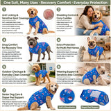 PetWarm Dog Bodysuit, Recovery Suit for Dogs, Underwater World, Blue, XS