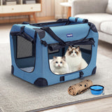 Petprsco Portable Collapsible Dog Crate, Travel Dog Crate 24x17x17 with Soft Warm Blanket and Foldable Bowl for Large Cats & Small Dogs Indoor and Outdoor