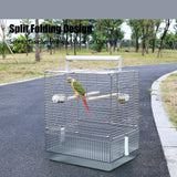 Stainless Steel Travel Bird Cage, 304 Portable Foldable Carrier for Parrots, Conures, Cockatiels, Parakeets – 17 Inch Large Birdcage with Aluminum Handle & Perch(Blue, Large Birdcage)