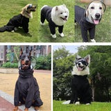 Dog Raincoat for Medium Large Dogs,rain Jacket Coat, Full Leg Coverage Waterproof Rain Suit with Detachable Hood & Tail, Reflective Strips, Snag-Free Top Zipper (Black for Boy, X-Large)