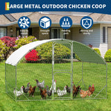 Garvee Large Metal Chicken Coop 6.5 ft Metal Chicken Run with Waterproof UV Resistant Cover & Double Doors, Walk-in Poultry Coop for Yard