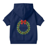 Pet Hoodie with Christmas Wreath and Red Bow